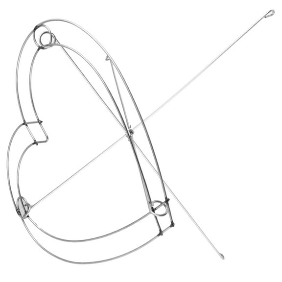 HAMPPLIES 1Set Heart-Shaped Iron Metal Flower Frame Silver Bouquet Holder 14.2X11.4X10.2In