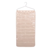 Household Essentials Premium Hanging Jewelry Organizer, Durable Canvas with PEVA Pockets, Built-in Aluminum Hanger, Double-Sided with 80 Pockets, Lightweight, Natural