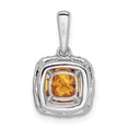 thumbnail image 3 of Auriga 14K White Gold Lab Grown Diamond and Citrine Halo Pendant for Women (L-12mm, W-10.8mm), 3 of 6