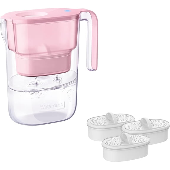 Waterdrop Elfin 5-Cup Water Filter Pitcher with 4 Filters, NSF Certified, 200-Gallon Long-Life, 5X Times Lifetime, Reduces PFAS, PFOA/PFOS, Chlorine, BPA Free, Pink