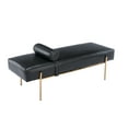 thumbnail image 4 of Guyou 55" End of Bed Bench, Modern Faux Leather Upholstered Ottoman Bench Seat with Gold Legs and Pillow, Long Bench for Bedroom Living Room Foyer Indoor Entryway (Black), 4 of 12