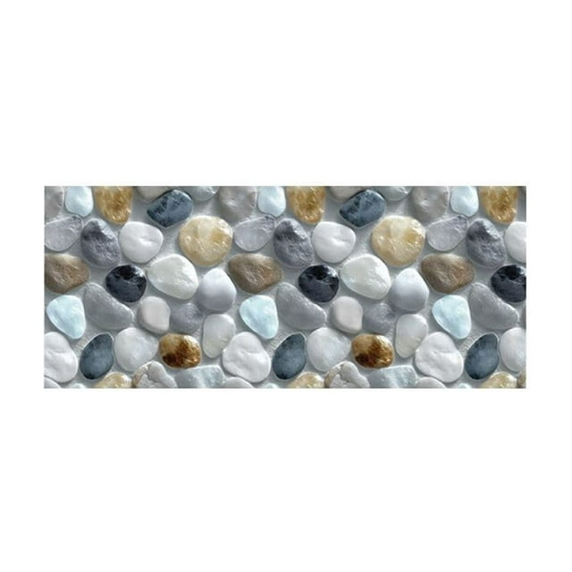 Corridor Stone Patterned Carpet with 3D Pebble Design Washable Floor Mat for Entrance Bathroom Bedroom and Kitchen