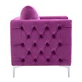 thumbnail image 5 of Modern Upholstered Accent Armchair Tufted Button Club Chair with Metal Legs, Living Room Single Sofa Chair Velvet Lounge Armchair with Nailhead Trim, Purple, 5 of 8