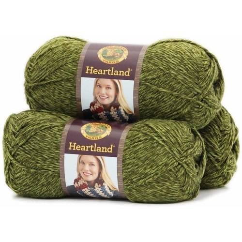 Lion Brand Yarn Heartland Joshua Tree Yarn Medium Acrylic Green Yarn 3