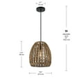 thumbnail image 3 of Novogratz x Globe Marlow 1-Light Pendant Light with Brown Woven Rattan Shade, 3 of 3