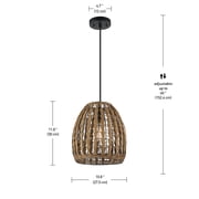 Novogratz x Globe Marlow 1-Light Pendant Light with Brown Woven Rattan Shade