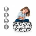 thumbnail image 2 of Whales Storage Toy Bag Chair, Symmetric Repetitive Pattern with Underwater Animal Fish Print, Stuffed Animal Organizer Washable Bag, Small Size, White and Dark Grey, by Ambesonne, 2 of 3
