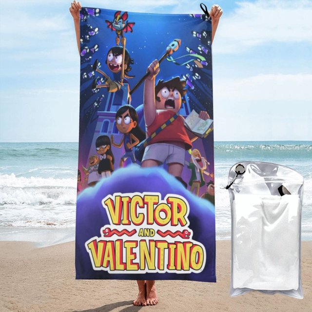 Toalla de playa Victor And Valentino, suave, de secado rápido, resistente a la arena, para piscina, yoga, gimnasio, camping, toallas de baño ligeras, regalo para niños, niñas, niños y adultos, 27,5 x