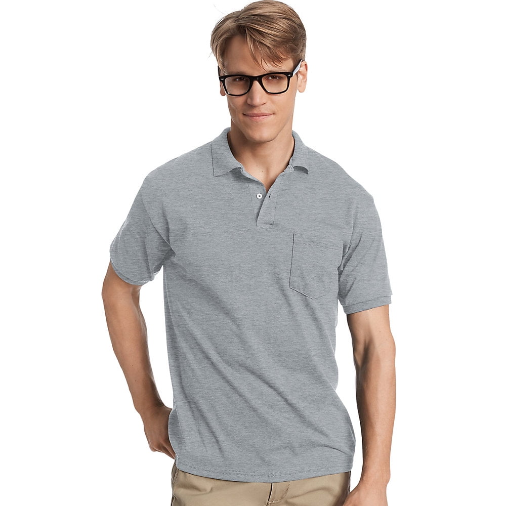 Hanes Hanes Men's CottonBlend EcoSmart® Jersey Polo with Pocket