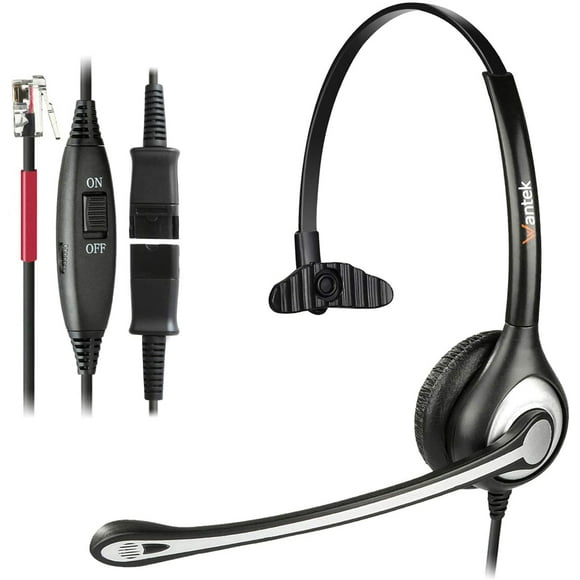 Wantek Corded Telephone Headset Monaural with Noise Canceling Mic + Quick Disconnect Work for Yealink SIP-T19P T20P T21P T22P T26P T28P T32G T41P T38G T42G T46G T48G Avaya 1608 9611G IP Phones(600QY1)