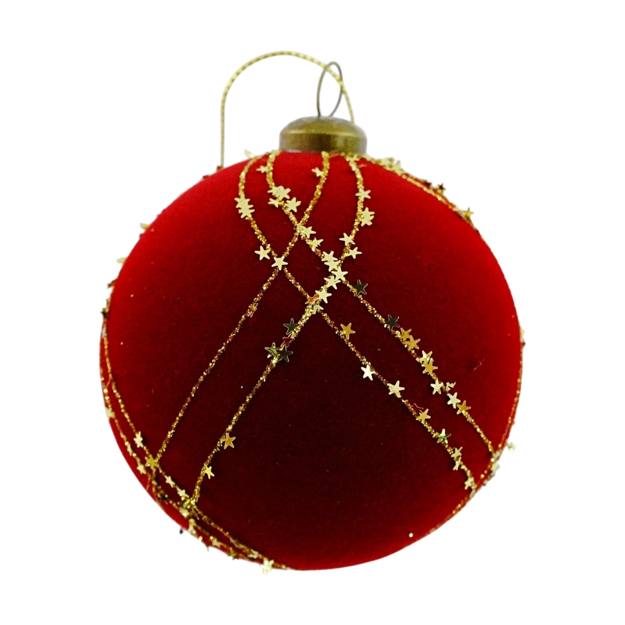 8-Count Red and Gold Glitter Velvet-Feel Shatterproof Christmas Ornaments, 4", by Holiday Time