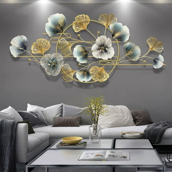 Metal wall decoration, 3D wall decoration murals, 3D metal wall decorations leaf, metal ginkgo leaves wall sculptures, for home living room