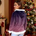 thumbnail image 6 of Hoodies For Women Oversized Winter Plush Cute Gradient Print Flannel Hooded Sweatshirt Trendy Fall Winter Clothes Cozy Pullover,Dark Purple,XL, 6 of 7