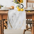 thumbnail image 2 of Burlap Table Runner 90 Inches Long, Modern Marble Texture Non-Slip Kitchen Table Runners for Dining Room Everyday Use Party Table Decorations Abstract Golden Circle, 2 of 9