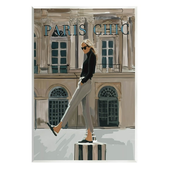 Stupell Industries Paris Chic Trendy Woman Architecture Graphic Art Unframed Art Print Wall Art, Design by Amelia Noyes