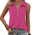 thumbnail image 2 of Admvng Womens Tank Top Sleeveless Half-Zip Collared Textured Casual Summer V-Neck Blouse, 2 of 7
