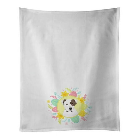 

28 x 19 in. Unisex Pit Bull White No.2 Easter White Dish Towels Kitchen Towel - Set of 2
