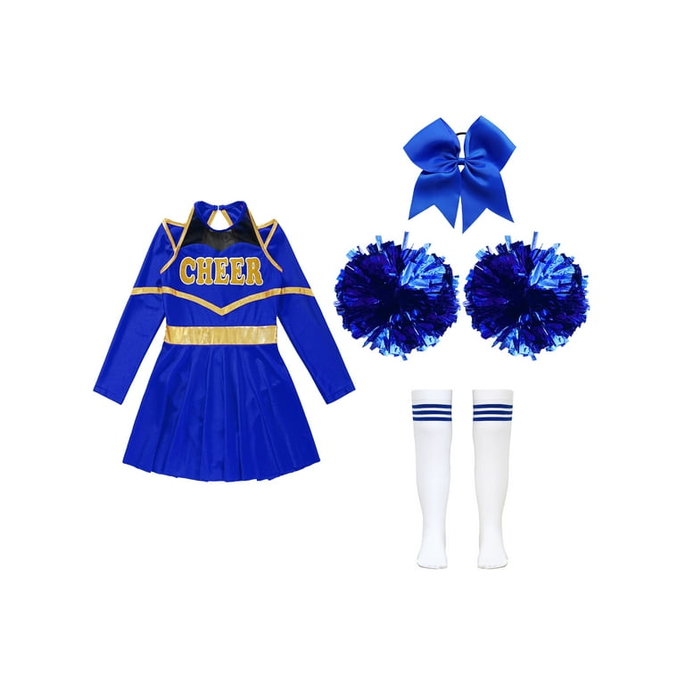 YEAHDOR Kids Girls Halloween Cheer Leader Costume Long Sleeve