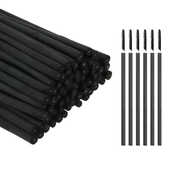 Uxcell Willow Charcoal Sticks, 4-5mm Willow Charcoal Pencils Soft Sketch Vine Art Supplies Set for Drawing Sketching Shading Painting Artists Beginners (Black, Pack of 100)