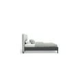 thumbnail image 4 of Modern Platform Bed - Grey Linen Headboard & Faux Leather Footboard - Metal Leg Bed Frame - 74" Wide, 4 of 10