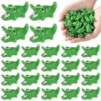 50 PCS Mini Crocodile Figurines, Cute Green Resin Miniature Animal Ornaments for Micro Landscape, Fairy Garden, Cake Decor, Bookcase, Aquarium Accessories Bulk Set