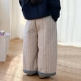 thumbnail image 4 of Wuxian Girls Pants Thick Lined Padded Wide Leg Trousers Plaid Winter Snow Pants Thickened Warm Loose Fit Joggers Fashionable For Sports Everyday Activities,Beige,6-7 Years, 4 of 4