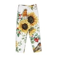 thumbnail image 4 of Balery Sunflowers Leaves And Birds print Women's Pajama Pants,Ultra Lightweight Pjs,Lounge Pant-Small, 4 of 9