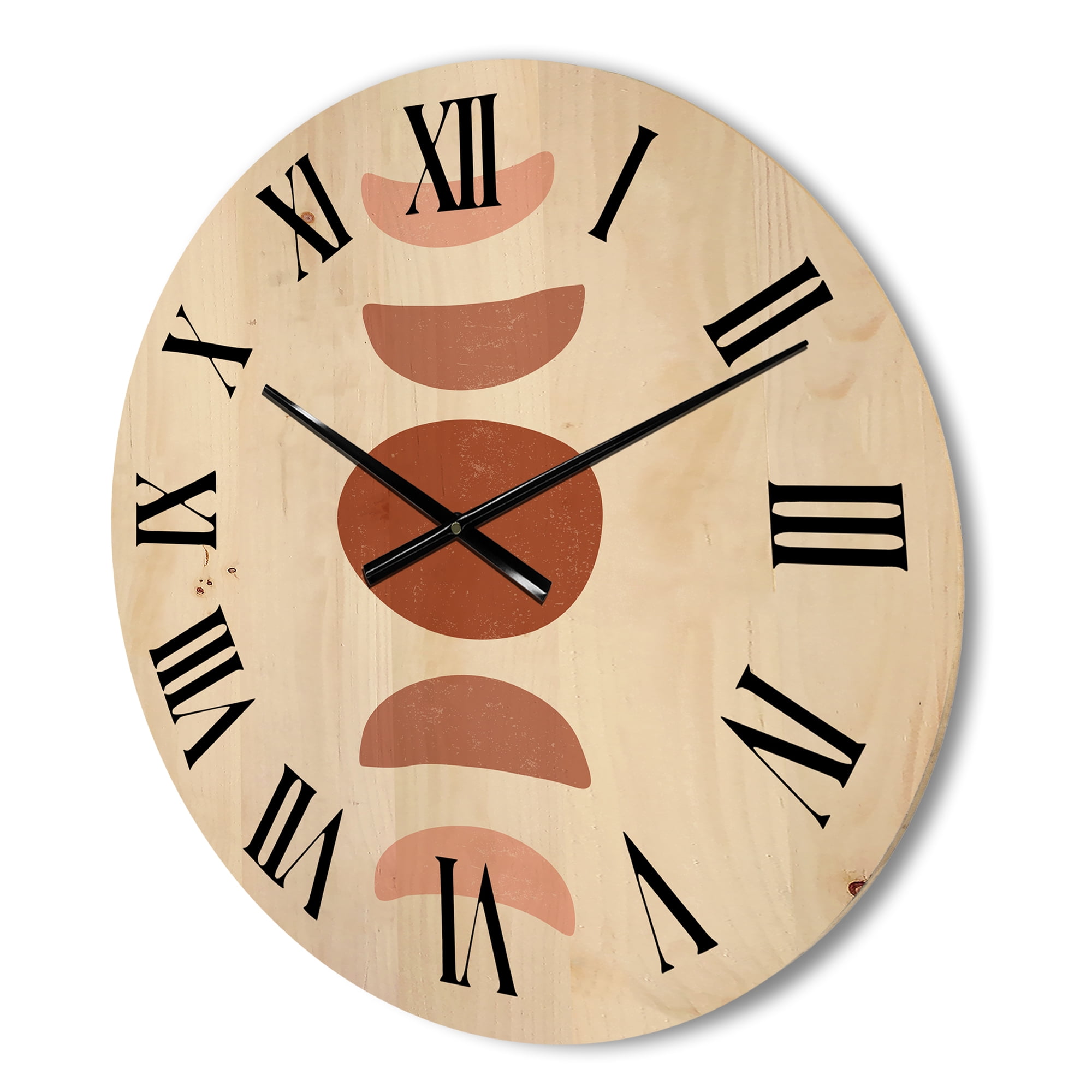Designart 'Minimal Moon Phases On White' Modern Wood Wall Clock