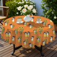 thumbnail image 4 of Sunflower and Figure Orange Pattern Round Tablecloth 70"x70", Wrinkle Resistant Wipeable Table Cover for Kitchen Dining Room Picnic Patio and Party, 4 of 6