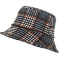 thumbnail image 2 of CoCopeaunts Bucket Hats for Men Winter Warm Vintage Plaid Fisherman Hats Flat Unisex Lattice Wool Basin Hat Soft Foldable, 2 of 8