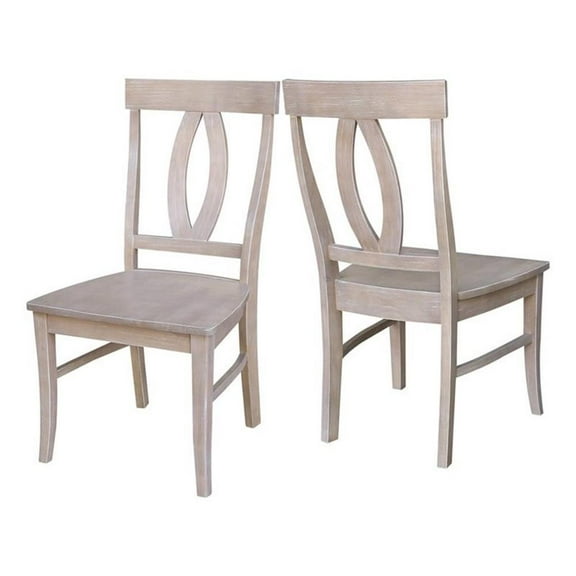 Pemberly Row 18" Farmhouse Wood Dining Chair in Washed Gray (Set of 2)