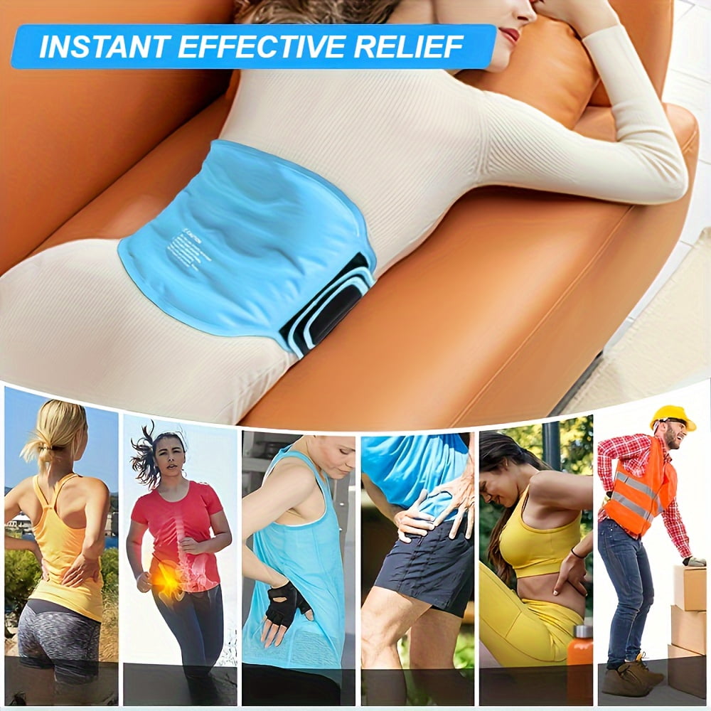 LEEYNEER Reusable Gel Back Ice Pack With Dual Straps  Soft Plush Lining And Silky Nylon Fabric Design Back Wrap For Hip  Waist  Lumbar