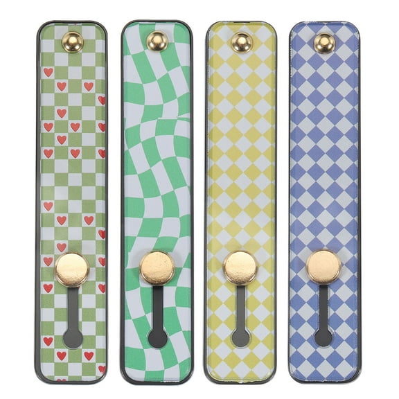 Uxcell 4 Pcs Phone Loop Finger Holder Silicone Phone Strap Grip Holder Black (Colorful Grid Set)