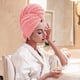 thumbnail image 4 of Fiudx Toalla de Microfibra para El Cabello, de Secado Rápido, para Cabello Largo, Grueso y Rizado, con Correa Elástica para Un Ajuste Seguro, Súper Suave y Ligera, Perfecta para Spa En Casa o Viajes,, 4 of 6