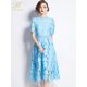 thumbnail image 1 of H Han Queen-Vestidos de encaje para mujer, ropa elegante para oficina, vestido de fiesta informal a la moda, ajustado por debajo de la rodilla, 2024, 1 of 4