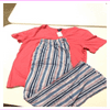 Splendid Womens Short sleeve v-neck shirt Pajamas Lounge Set M/Multi Stripe