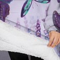 thumbnail image 3 of Oversized Wearable Blanket Hoodie,Purple Butterfly Flower Pattern Sherpa Blanket Hoodie with Super Pockets,Super Warm Fuzzy Pullover for Women & Men, 3 of 6