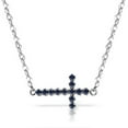 thumbnail image 1 of Galaxy Gold 14k 24" White Gold Cross Necklace with Natural Sapphires, 1 of 3