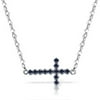 Galaxy Gold 14k 24" White Gold Cross Necklace with Natural Sapphires