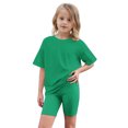 thumbnail image 7 of Eltusu Girls Outfit Sets, Short Sleeve Crewneck Solid Color T-Shirts & Shorts Sets Green Size 14-15 T, 7 of 7