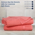 thumbnail image 4 of Casa Lino 2Pc Premium Bath Sheets (Extra Large) for Adults (72" x 36") - 100% Cotton, 400GSM, Ultra Absorbent (Coral), 4 of 7