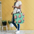 thumbnail image 4 of FORMRS Womens Canvas Tote Bag with Zipper Inner Pocket Shoulder Handbag, Brown American Footballs, 4 of 7