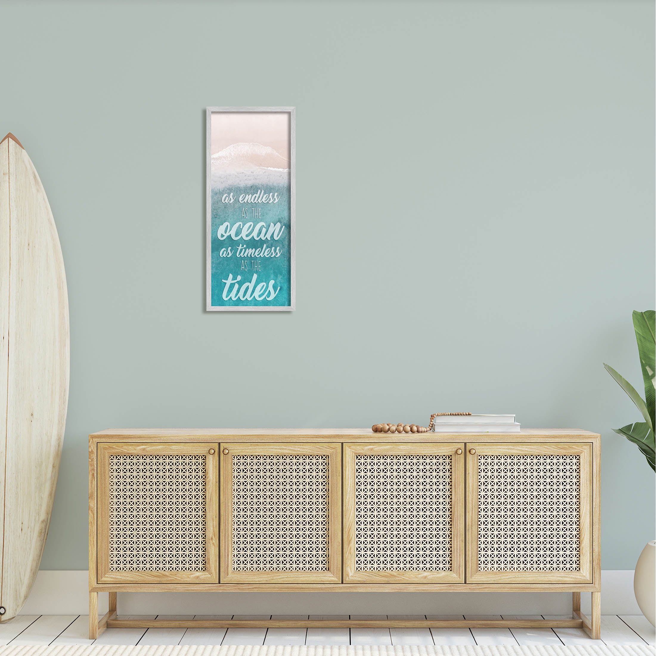 Stupell Industries Timeless As Tides Beach Quote Graphic Art Gray Framed Art Print Wall Art, Design by Marcus Prime