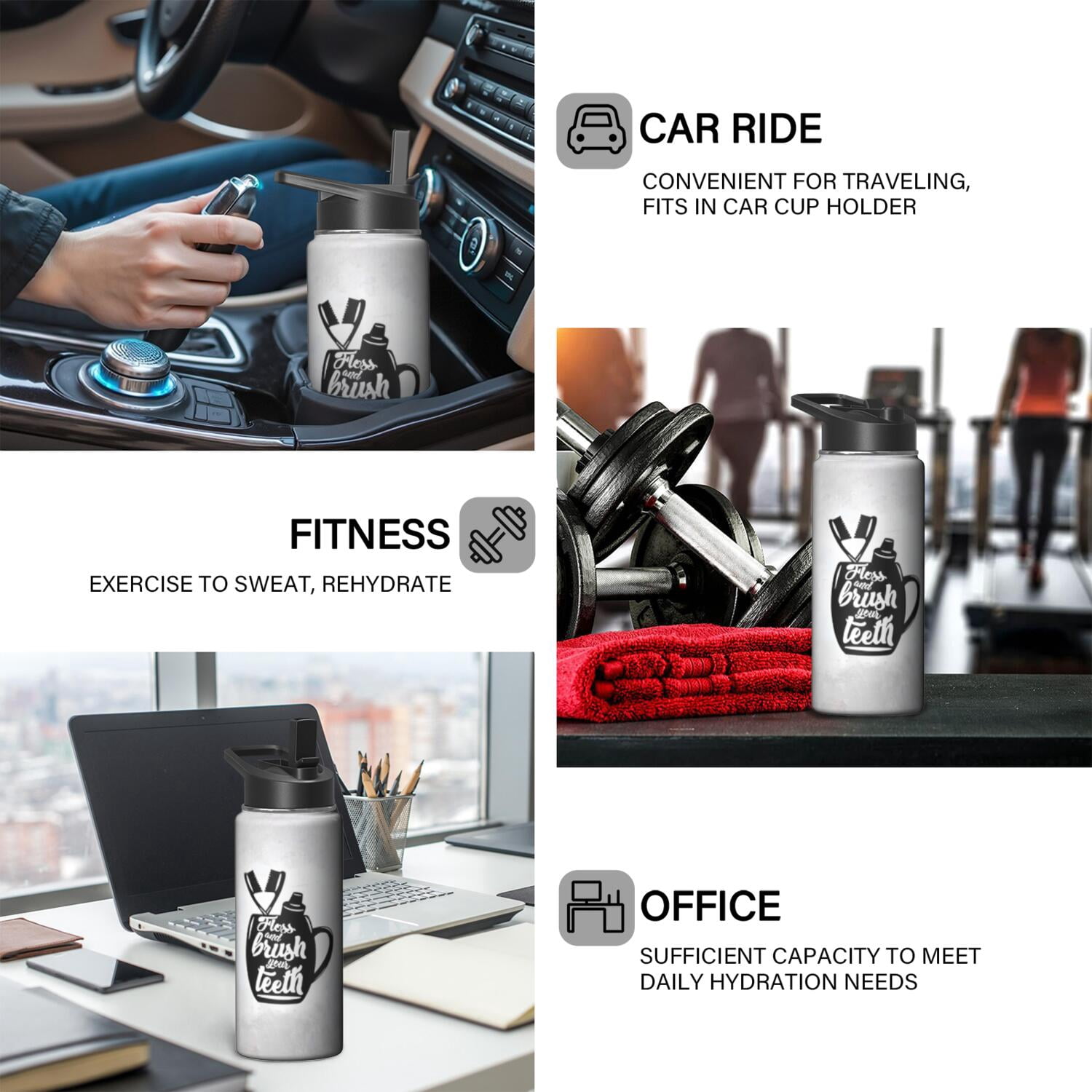 18oz Triple Layer Insulated Holiday gifts Themed Water Bottle with Straw, Stainless Steel Metal Bottle, Leak Proof Lids for Travel, Sports, Gym Unisex
