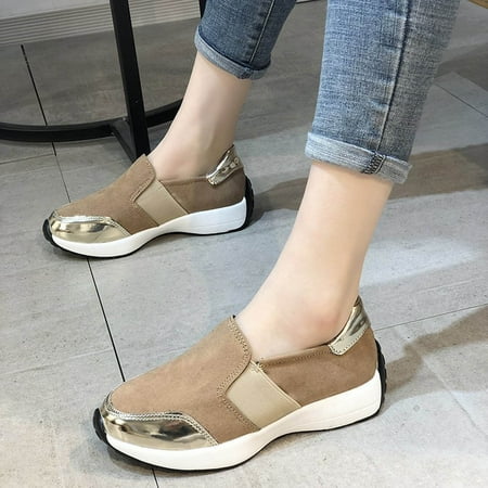 

JNGSA Walking Shoes women Spring Daddy Shoes Women s Platform Casual Shoes Plus Size One Legged Platform Single Shoes Yellow 42 Clearance