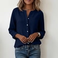 thumbnail image 5 of Craaazy Women's Casual V-Neck Blouse, Solid Color Long Sleeve Button Down Shirt, Loose Fit Comfy Tops for Daily Wear Gifts, 5 of 9