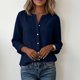 thumbnail image 5 of Craaazy Women's Casual V-Neck Blouse, Solid Color Long Sleeve Button Down Shirt, Loose Fit Comfy Tops for Daily Wear Gifts, 5 of 9