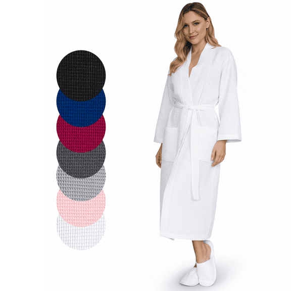 Lotus Linen Waffle Weave Robes for Women - Quick Dry Spa Bathrobe,  White 3 XL