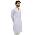 thumbnail image 2 of Atasi Chemise Longue Unie Blanche en Polyester pour Homme Kurta-3TG Décontractée d'Été Festive, 2 of 7