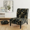 thumbnail image 2 of Designart "Serenading Luxury In Gold And Blue Damask" Gold Damask Upholstered Accent Chair - Bohemian & Eclectic Arm Chair For Bedroom, 2 of 5